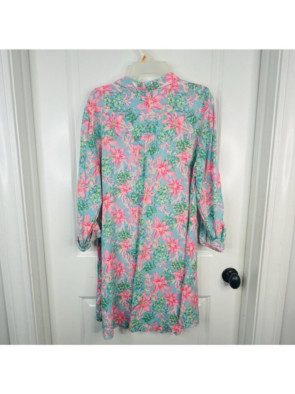 Lilly Pulitzer Skipper Popover Pink Blossom Suite Views Palm Trees Vibrant Sz XL - Picture 3 of 14